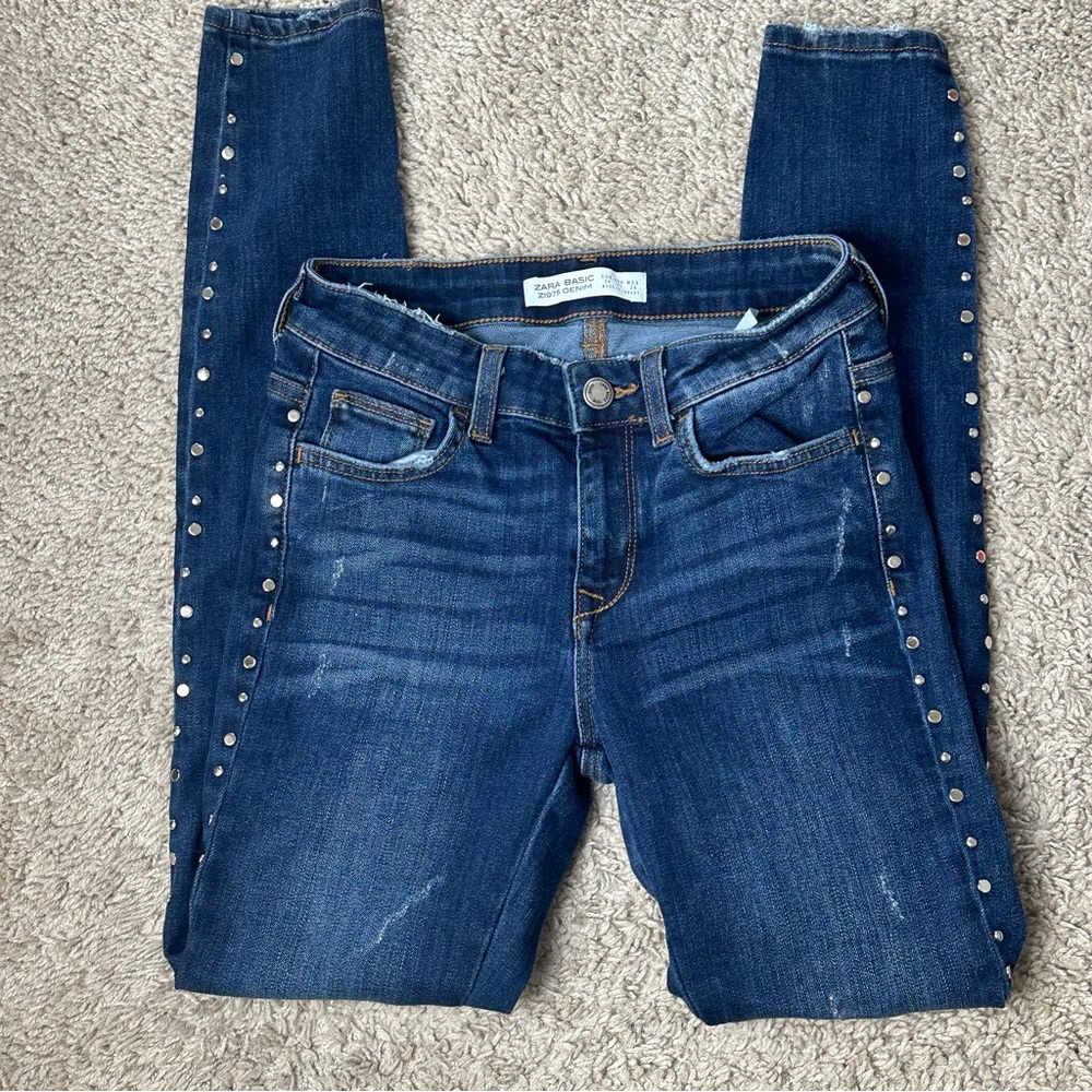 Zara Distressed Skinny Jean with Studded Side detail
